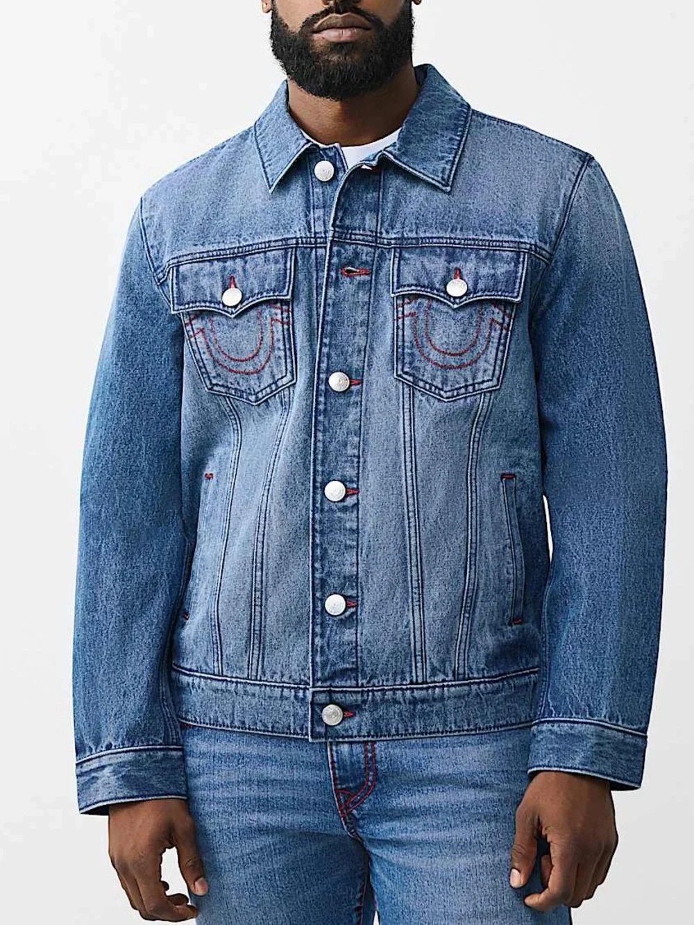 True Religion Logo Print Denim Jacket
